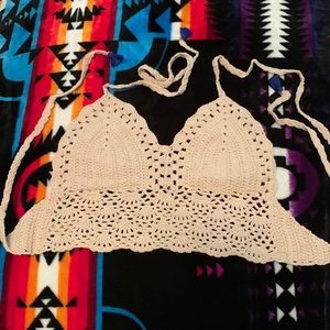 Crochet tan crop top
